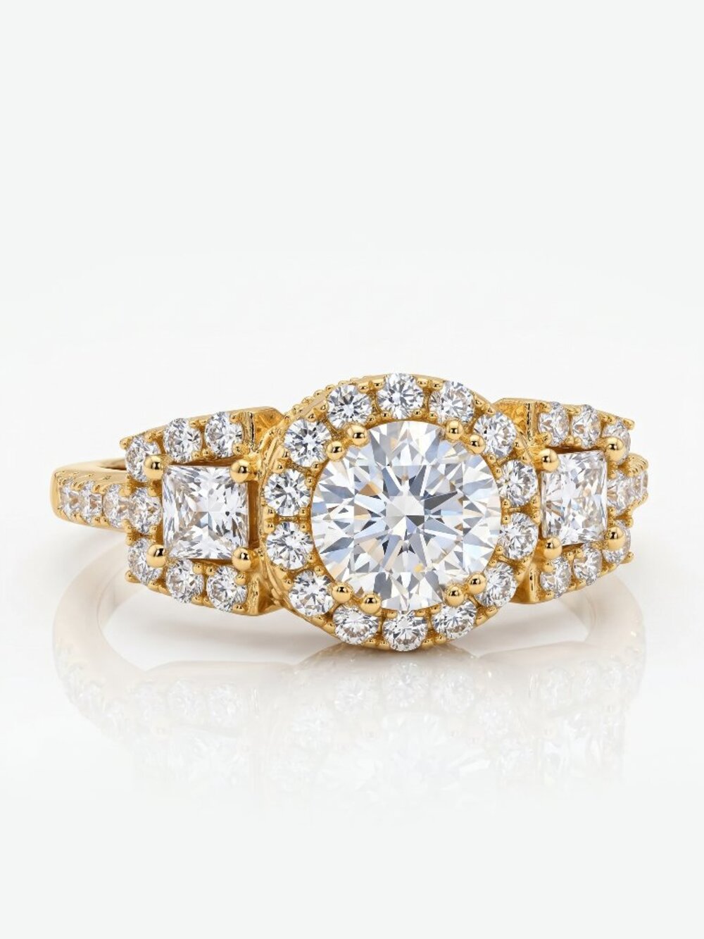 Gold Round CZ ring, Charmed Aroma, 925 Sterling Silver finished in 10k Gold